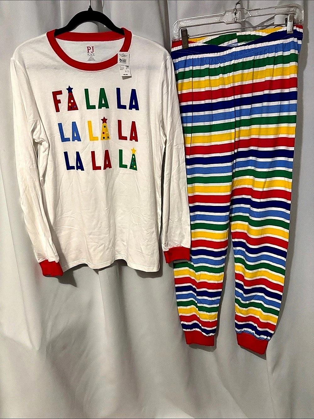 PJ Place Christmas Pajama Set Striped Cotton Pajama Set White & Multicolor Size
